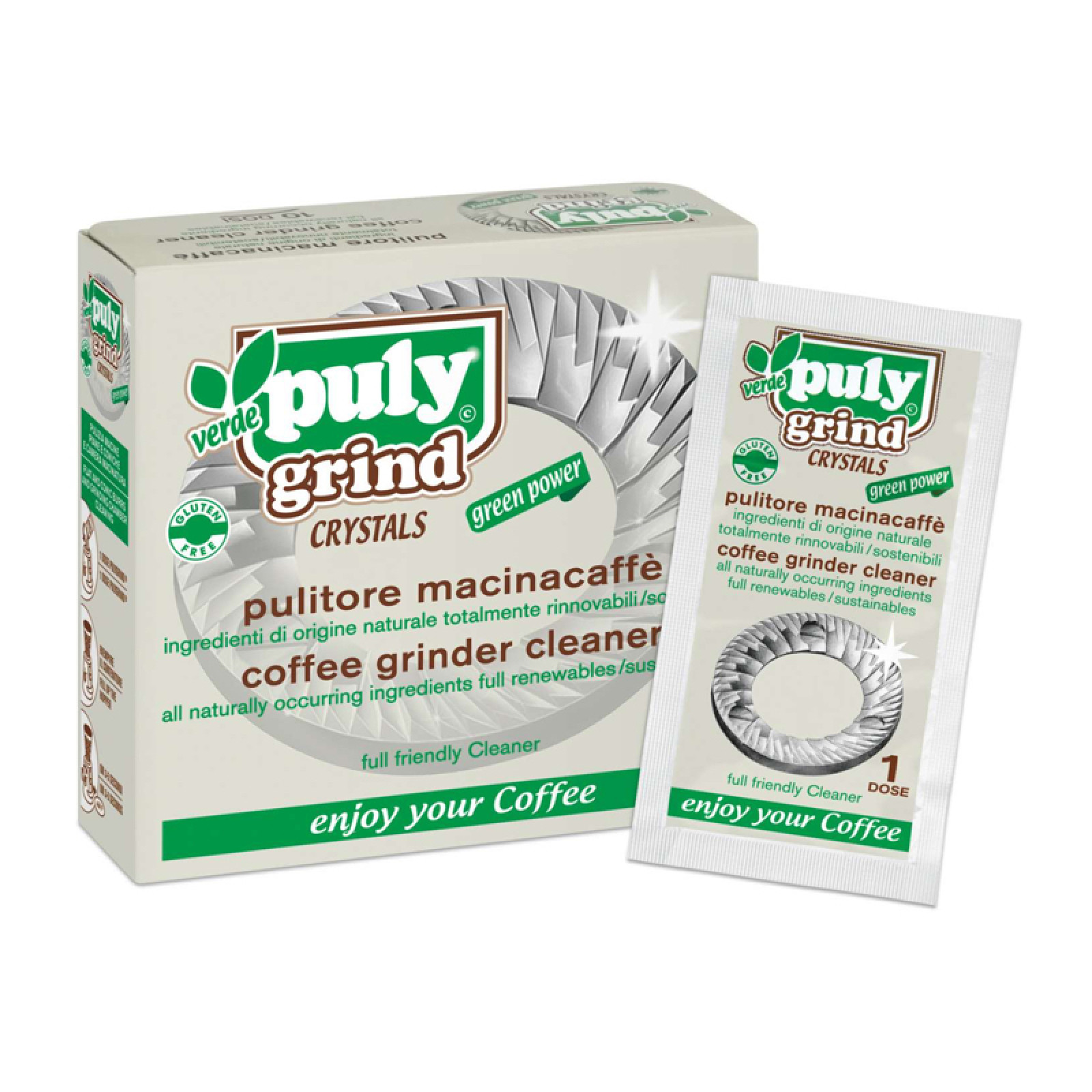 "Puly Grind Crystals Green Power" Coffee Grinder Cleaner, 10x15 g