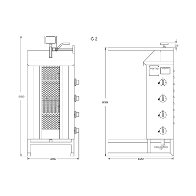 Doner & gyros gas grill "Potis" G2