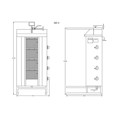 Doner & gyros gas grill "Potis" GD4-S
