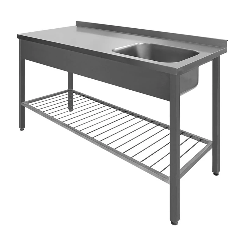 Стол с 1 мойкой и полкой из прута