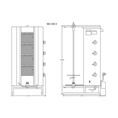 Doner & gyros gas grill „Potis“ ORIENT MU GD4 Doner & gyros gas grill „Potis“ ORIENT MU GD4