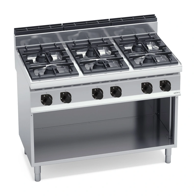 6-burner gas cooker with open cabinet „Berto's“ HIGH POWER G7F6M 6-burner gas cooker with open cabinet „Berto's“ HIGH POWER G7F6M