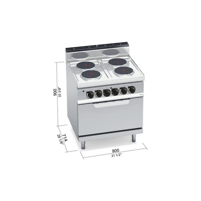 4-plate electric cooker with electric oven „Berto's“ HIGH POWER E7P4+FE 4-plate electric cooker with electric oven „Berto's“ HIGH POWER E7P4+FE