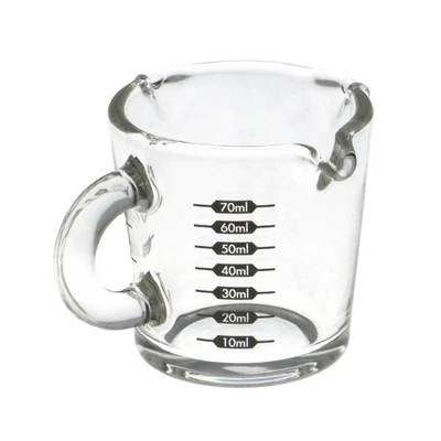 Glass Espresso Measuring Jug with Silk Screen Printing 10/70 ml Glass Espresso Measuring Jug with Silk Screen Printing 10/70 ml