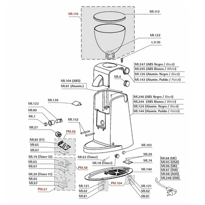 Hopper for Coffee Grinder „Ascaso“ MI.110