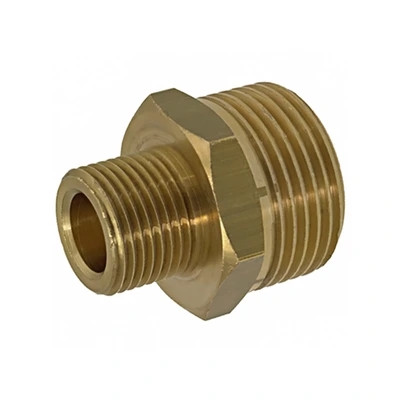 Brass reducing nipple 3/4″ M × 3/8″ M