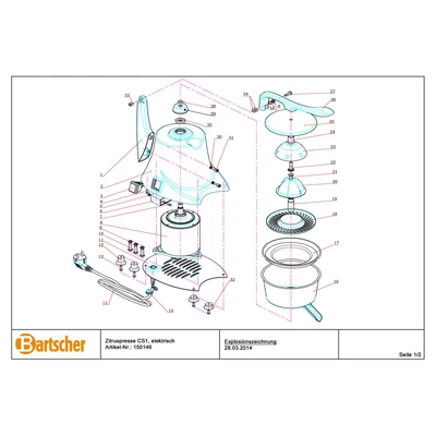 Filtras citrusinių vaisių sulčiaspaudei „Bartscher“ CS1, Ø 140 mm (015014617) Filtras citrusinių vaisių sulčiaspaudei „Bartscher“ CS1, Ø 140 mm (015014617)