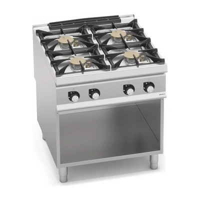 4-burner gas cooker with open cabinet „Berto's“ S900 SG9F4MPSP