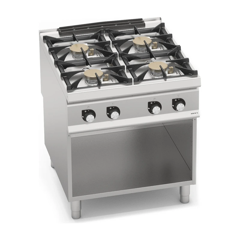 4-burner gas cooker with open cabinet „Berto's“ S900 SG9F4MPSP