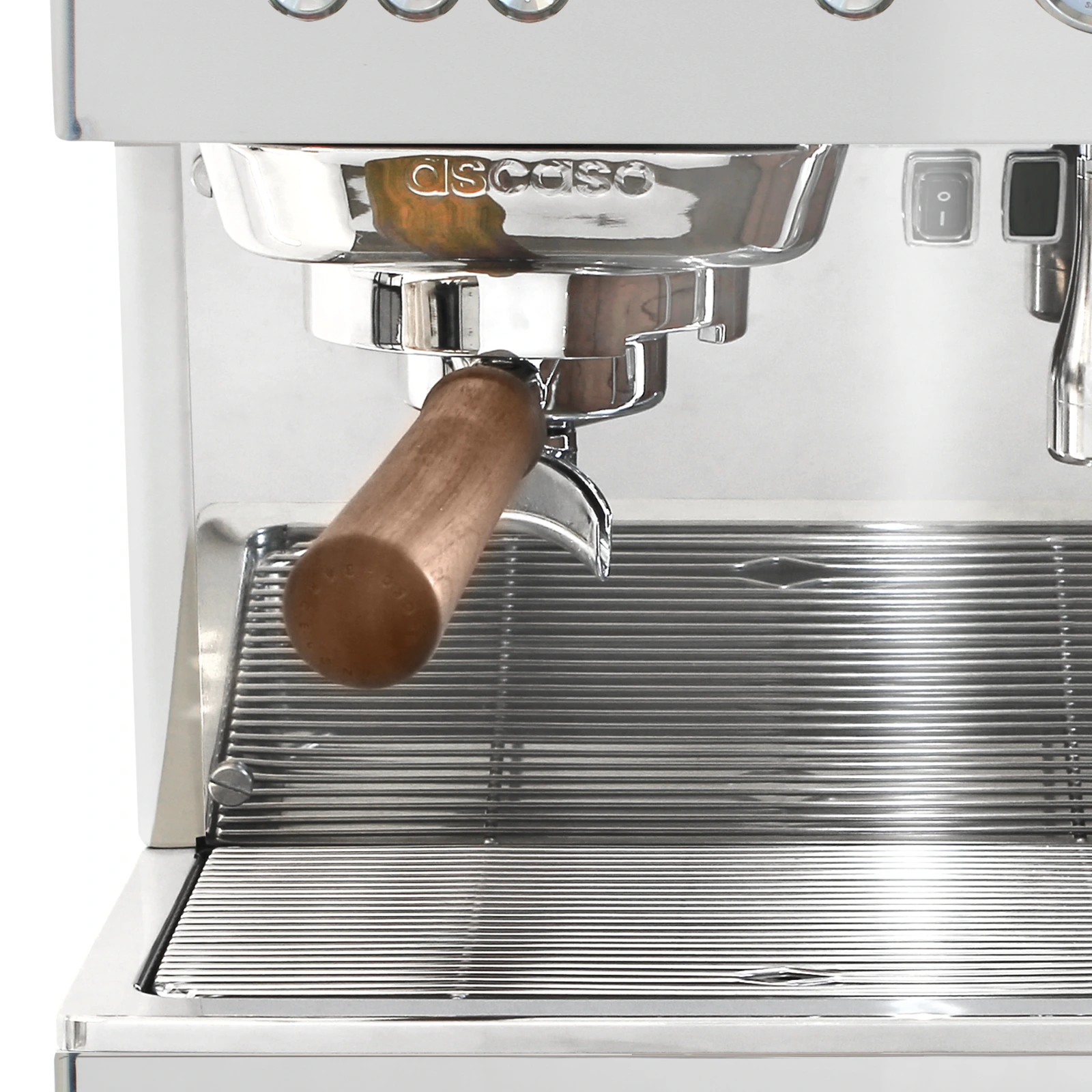 Stainless steel „Ascaso“ Baby T PLUS: brew group and walnut-handled portafilter
