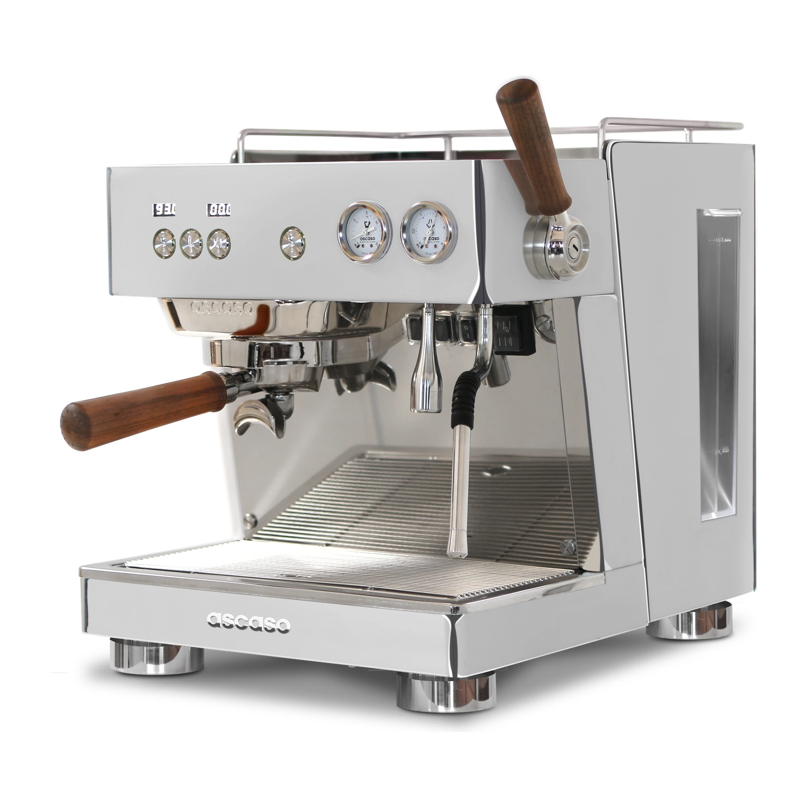 Stainless steel „Ascaso“ Baby T PLUS from the front and side