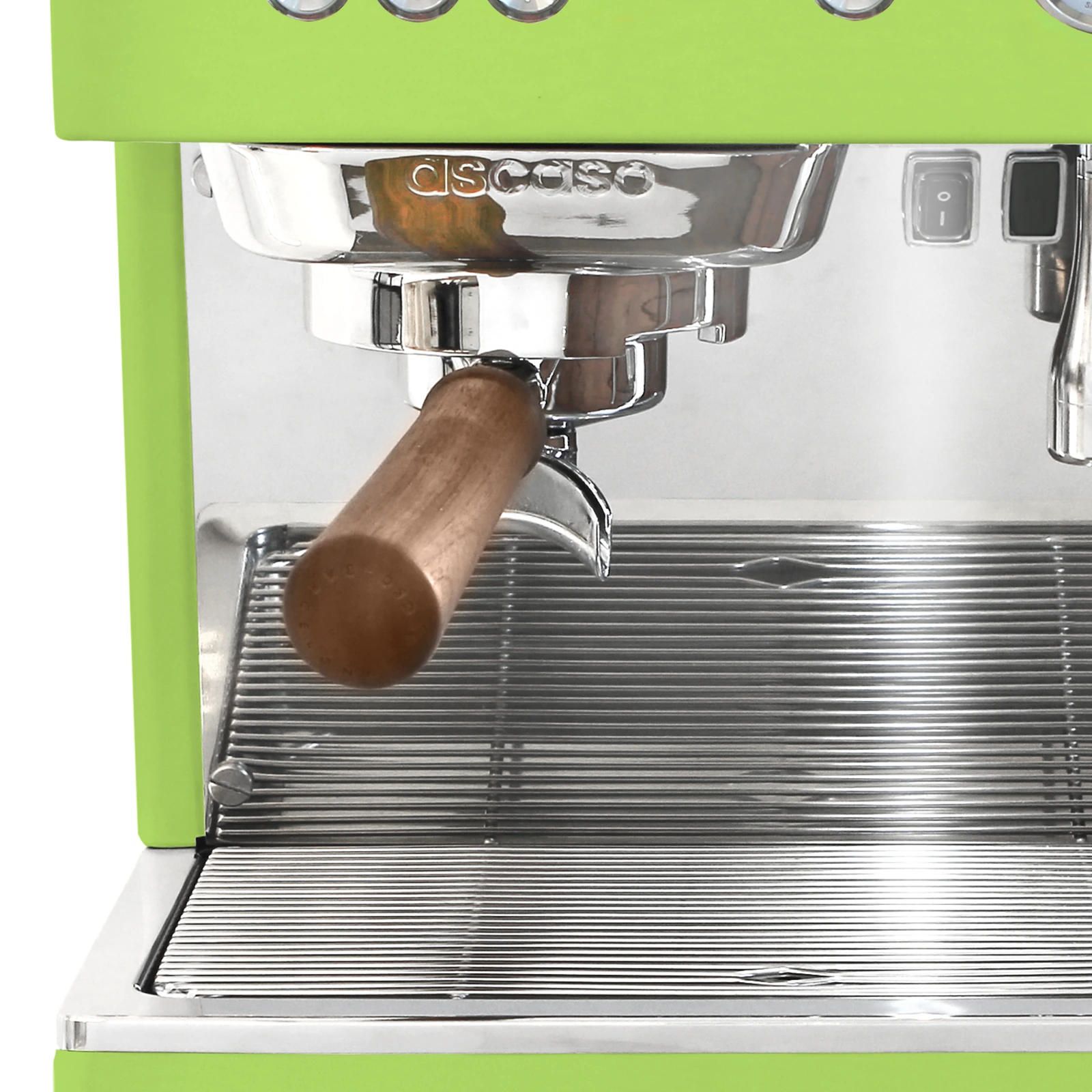Pistachio „Ascaso“ Baby T PLUS: brew group and walnut-handled portafilter