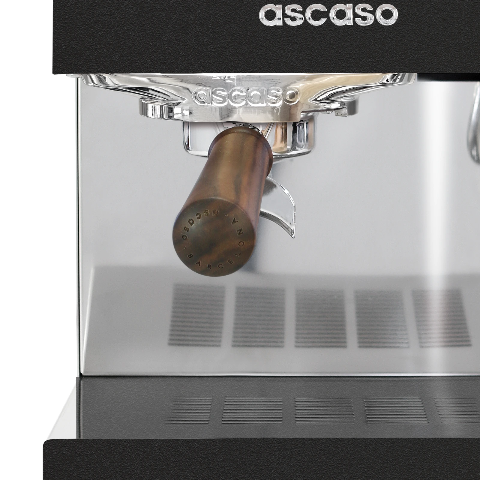 Black „Ascaso“ Steel UNO PID: brew group and walnut-handled portafilter