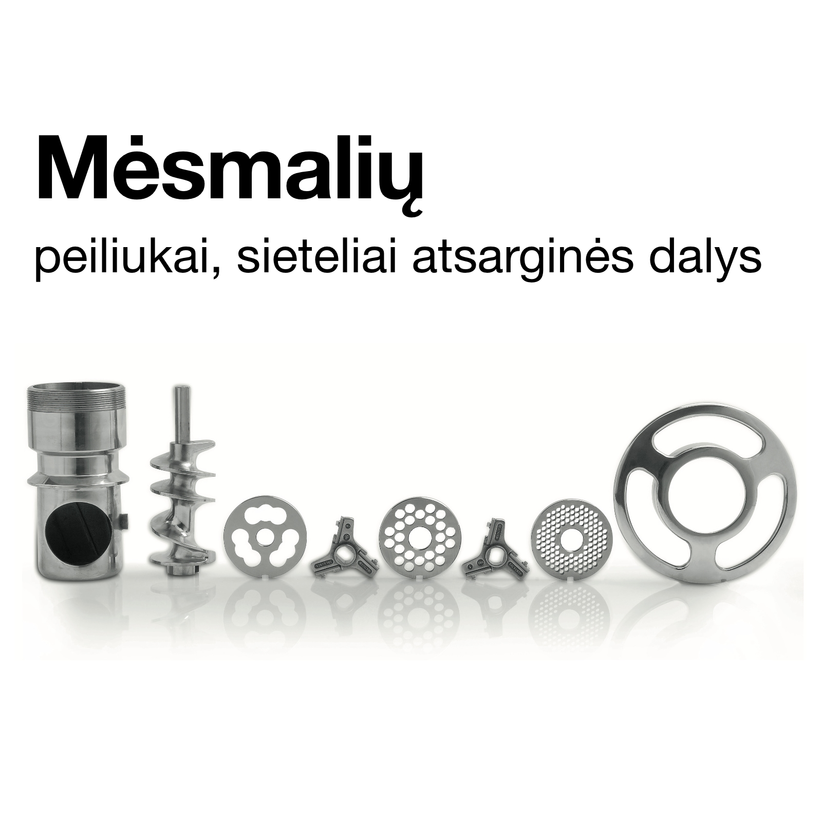 Mėsmalių peiliukai, sieteliai, dalys