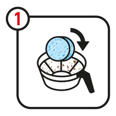 Step 1: a tablet goes into the brew basket