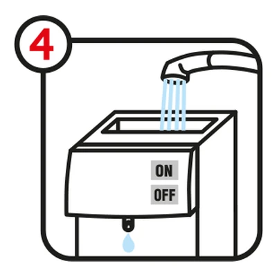 Step 4: clean water is run through the machine