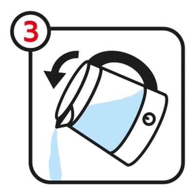 Step 3: the kettle is switched off and emptied