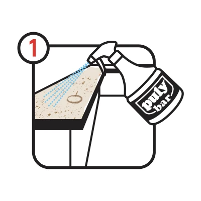 Step 1: spraying the cleaner onto the surface