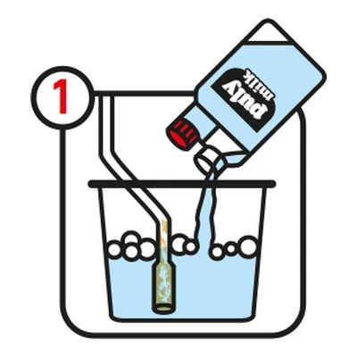 Step 1: the steam wand is dipped in the solution