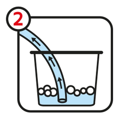 Step 2: the frother draws in the solution