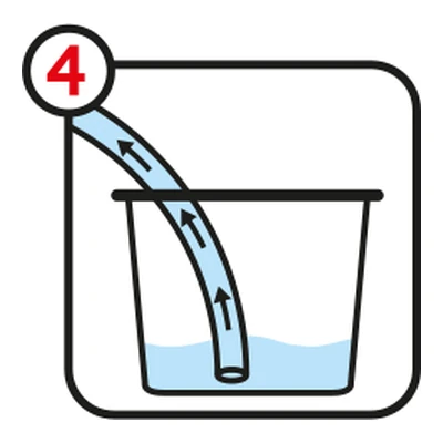 Step 4: the frother draws in clean water