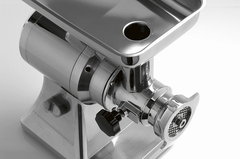 „Fama Industrie“ TS 22 mincing head with plate, locked to the body by the black knob