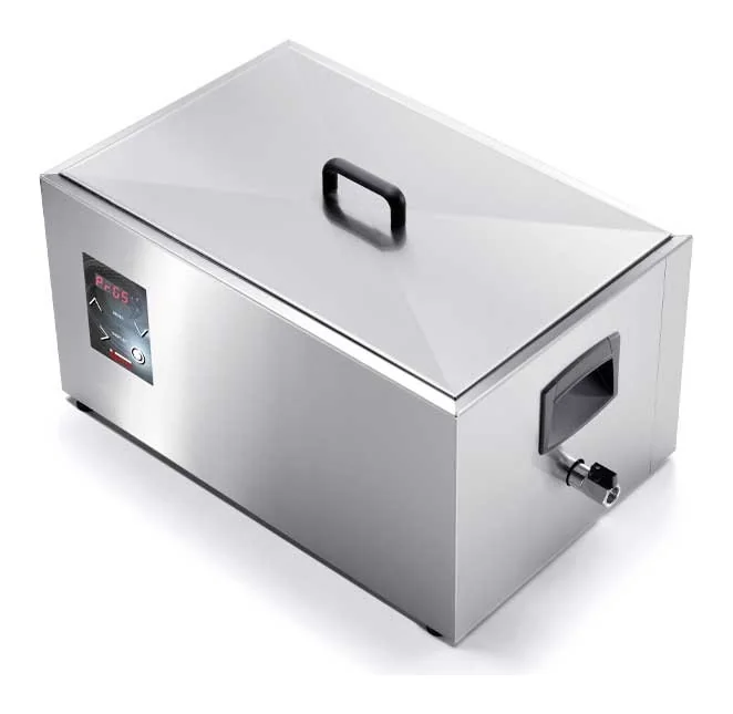 „Sirman“ Softcooker XP SR 1/1 GN sous-vide water bath with the lid on, showing the control panel and drain tap