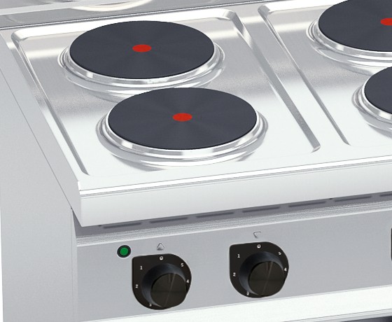 Cast iron hotplates and 6-position switches