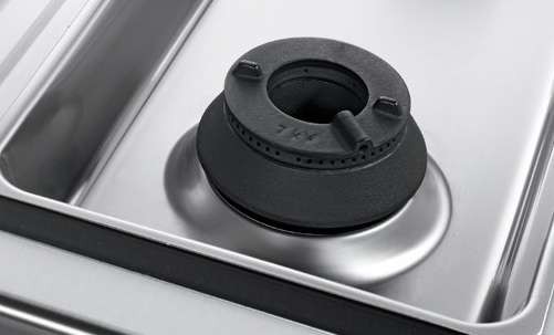7 kW cast iron burner in its stainless steel tray