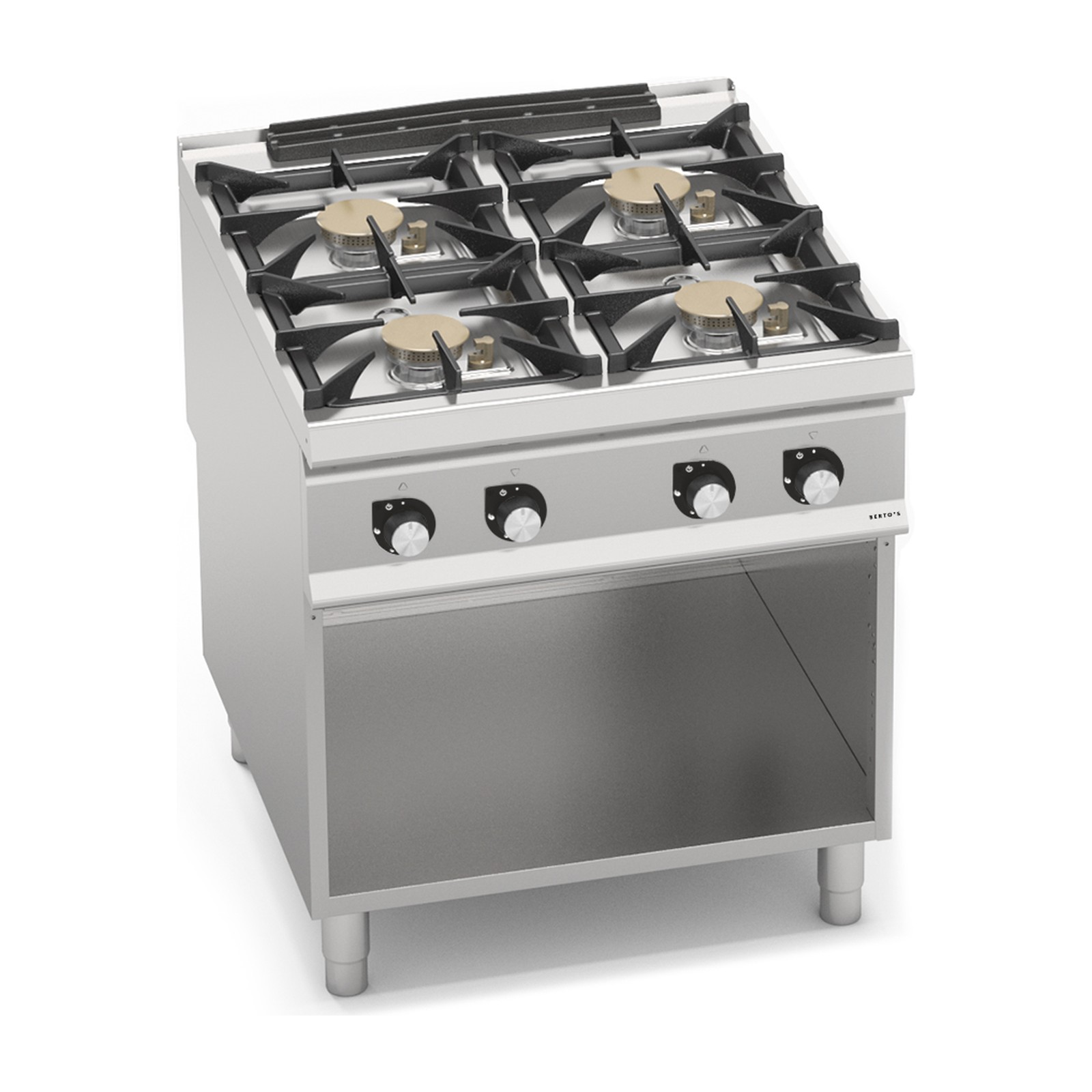 4-burner gas cooker with open cabinet „Berto's“ S900 SG9F4MPSP